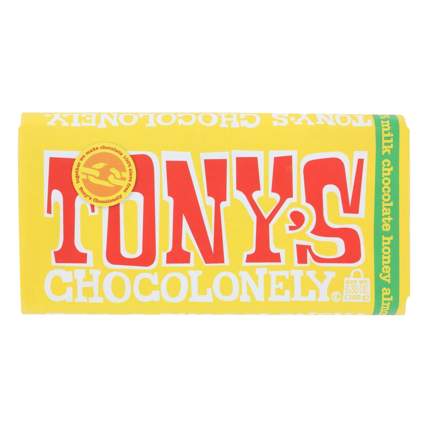 Tony's Chocolonely - Bar Chocolate Honey Almond Nougat (Pack of 15, 6.35 Oz.)