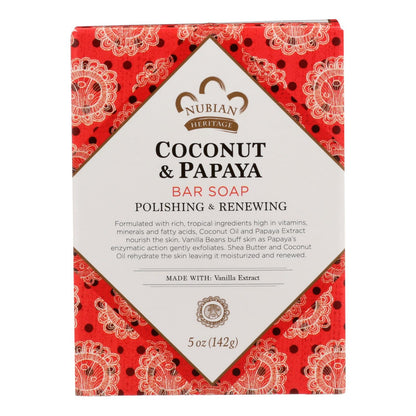 Nubian Heritage Coconut And Papaya Bar Soap With Vanilla Beans - 5 Oz