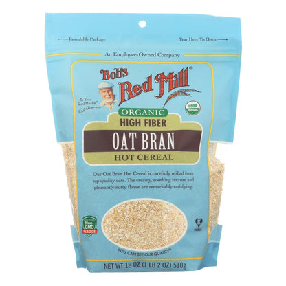 Bob's Red Mill Organic High Fiber Hot Cereal Oat Bran | 4 Pack | 18 Ounces | Rich in Soluble Fiber | Heart-Healthy Breakfast Option