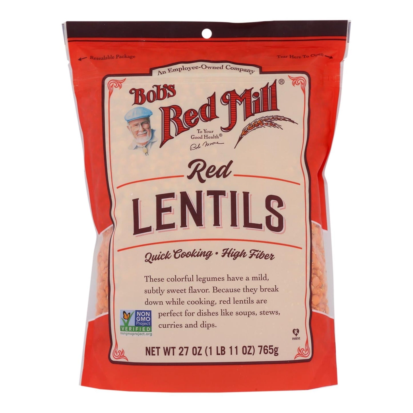 Bob's Red Mill, Organic Red Lentils, 27 oz (Pack of 4)