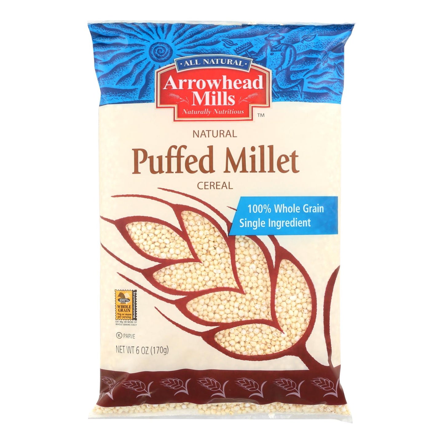 Arrowhead Mills Gluten-Free Puffed Millet Cereal, 6 Oz (Pack of 12)