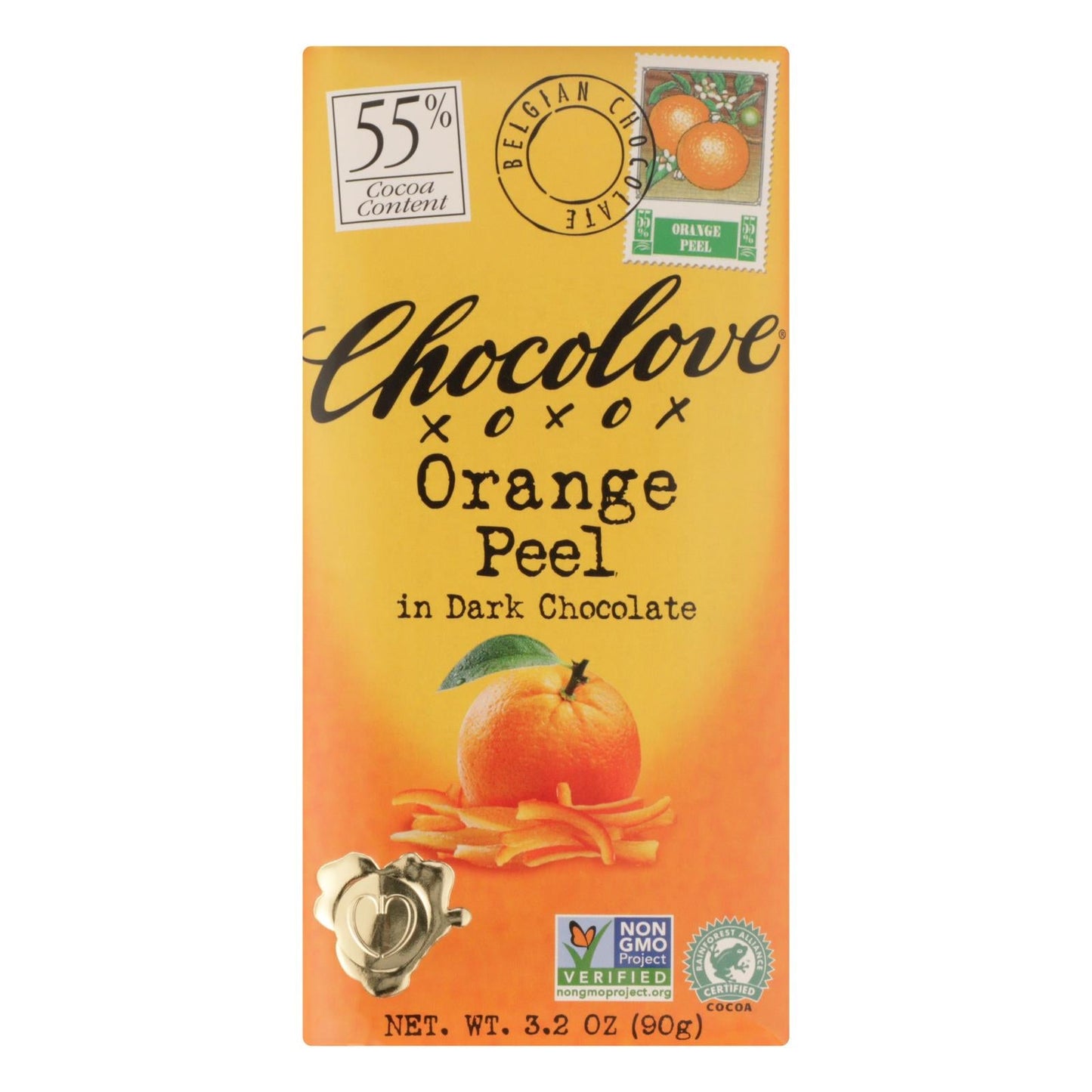 Chocolove Dark Chocolate Bar with Orange Peel - 3.2 Oz Bar (Pack of 12)