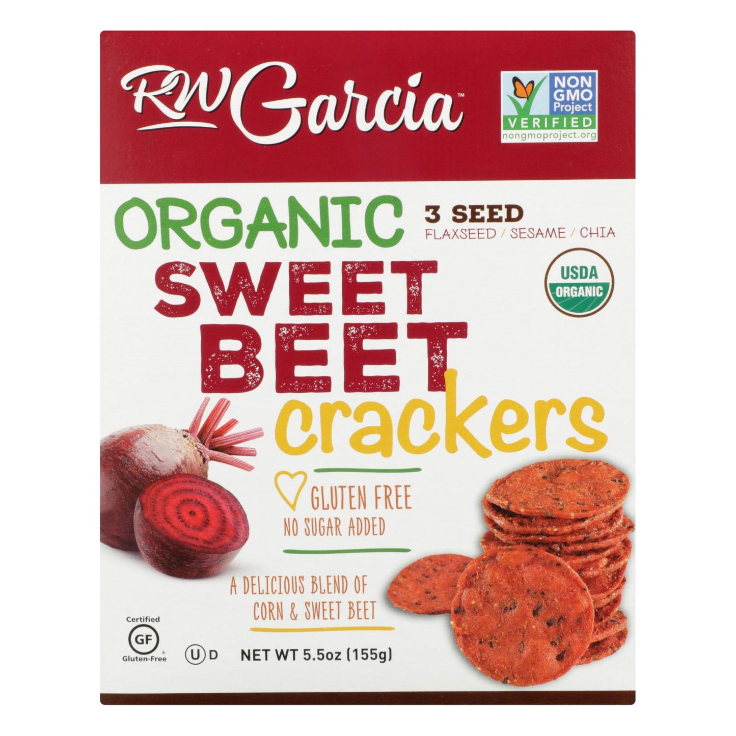 R.W. Garcia Sweet Beet Crackers, 5.5 Oz. (Pack of 6)