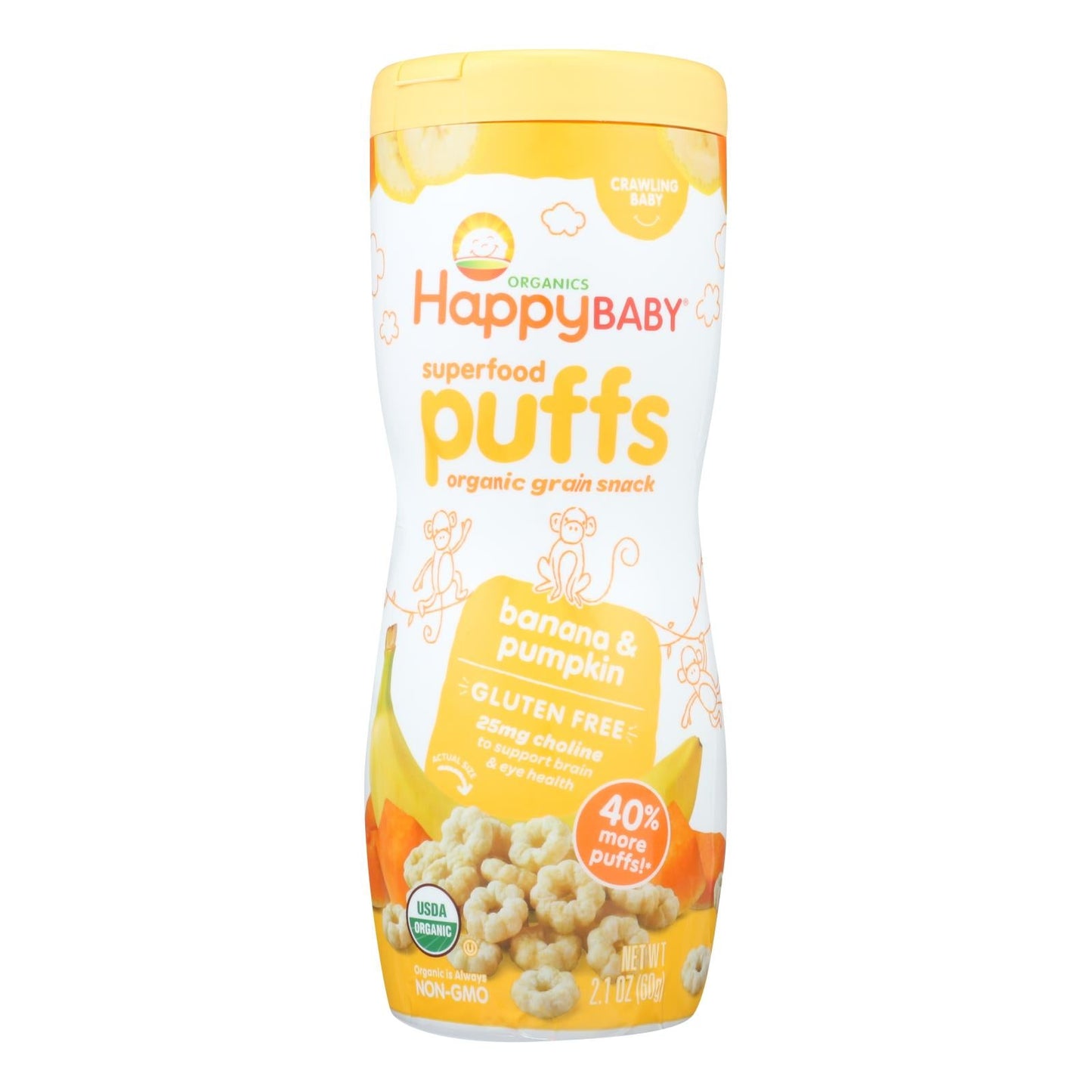 Happy Baby Organic Banana Puffs (Pack of 6 - 2.1 Oz)