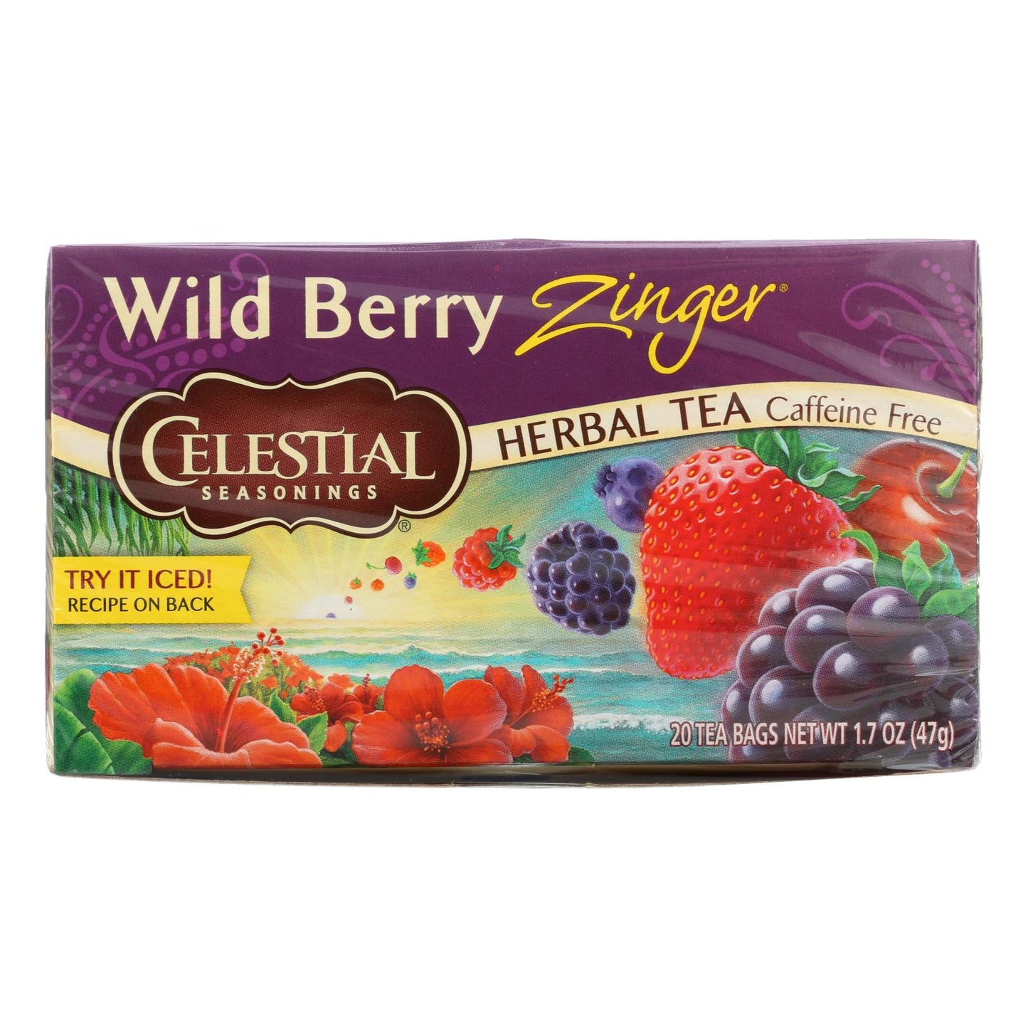 Celestial Seasonings Wild Berry Zinger Herbal Tea, 6 Boxes of 20 Tea Bags