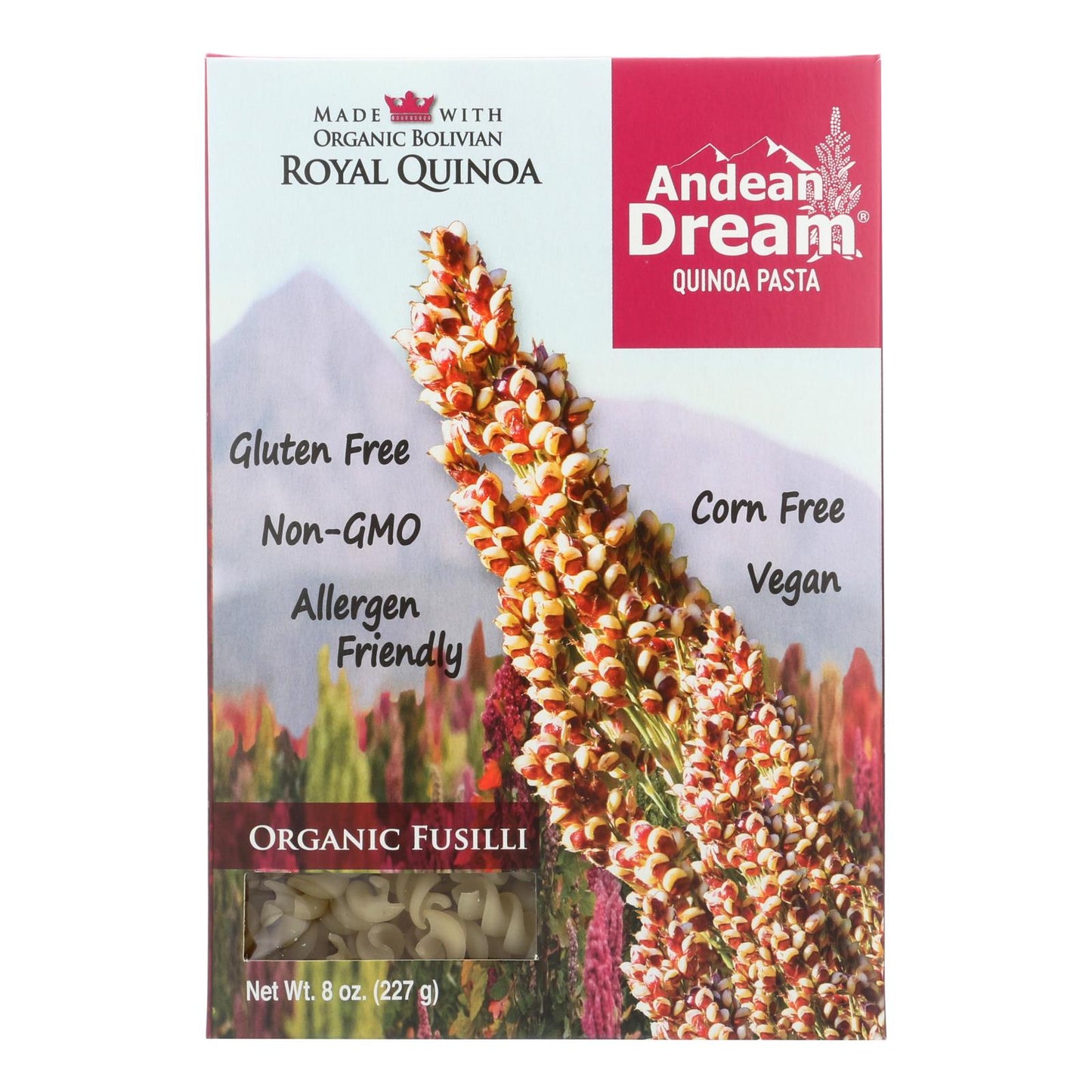 Andean Dream Organic Fusilli Quinoa Pasta, Gluten-Free, 8 oz, Case of 12