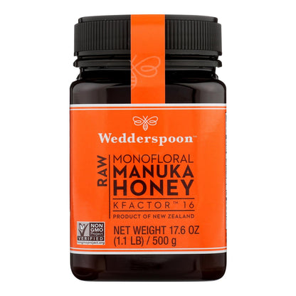 Wedderspoon Manuka Honey KFactor 16, 17.6 Oz, Pack of 6