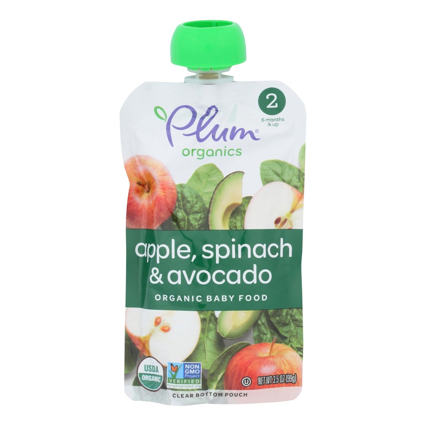 Plum Organics Stage2 Blends Apple Spinach Avocado Baby Food for a Wholesome Start (Pack of 6 - 3.5 Oz.)