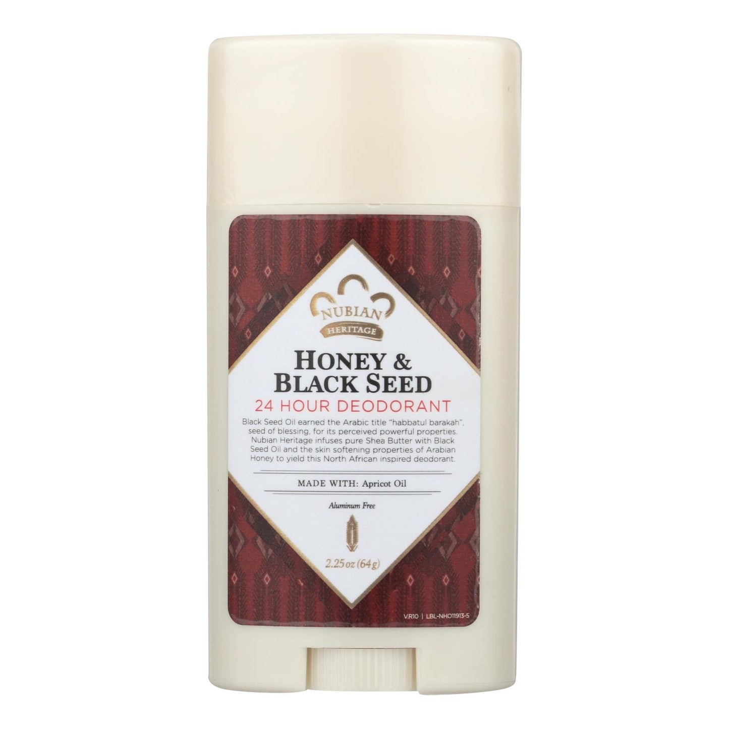 Nubian Heritage All-Natural 24-Hour Deodorant: Long-Lasting Protection with Honey & Black Seed - 2.25 Oz