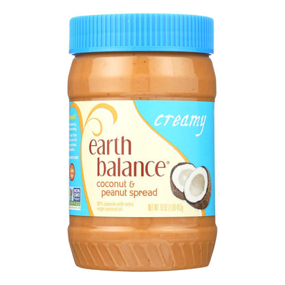 Earth Balance Creamy Coconut Peanut Spread for Smoothies, Desserts, Sandwiches (12 Pack, 16 Oz. Each)
