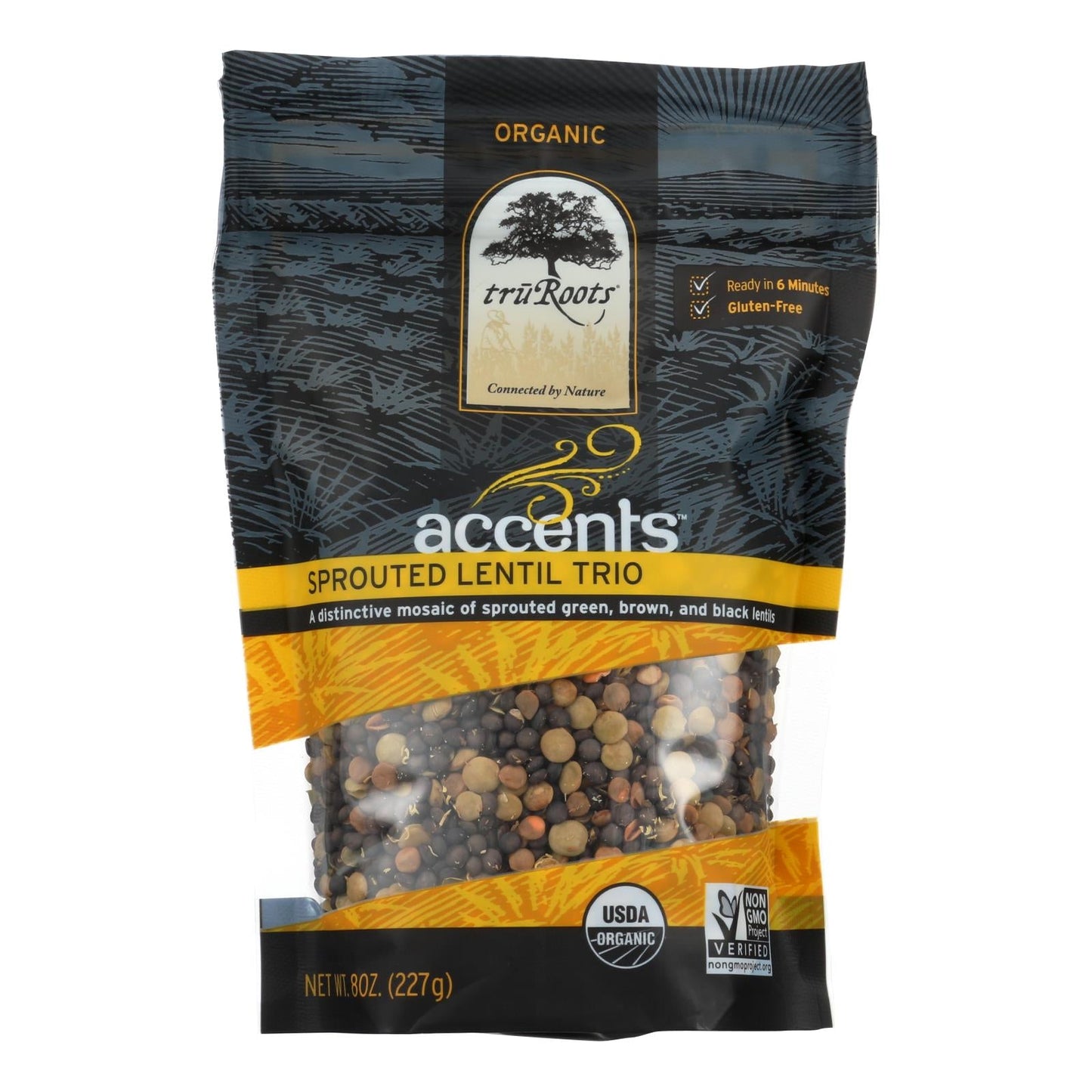 TruRoots Organic Sprouted Trio Lentil Accents (Pack of 6 - 8 Oz.)