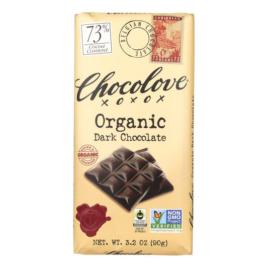 Chocolove Xoxox Organic Premium Dark Chocolate Bars, (Pack of 12) 3.2 oz Each
