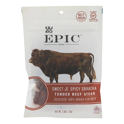 Epic Sweet and Spicy Sriracha Beef Steak Jerky Bites (8 Pack - 2.5 Oz. Each)