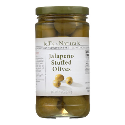 Jeff's Natural Jalapeno-Stuffed Olives, 7.5 oz, Case of 6