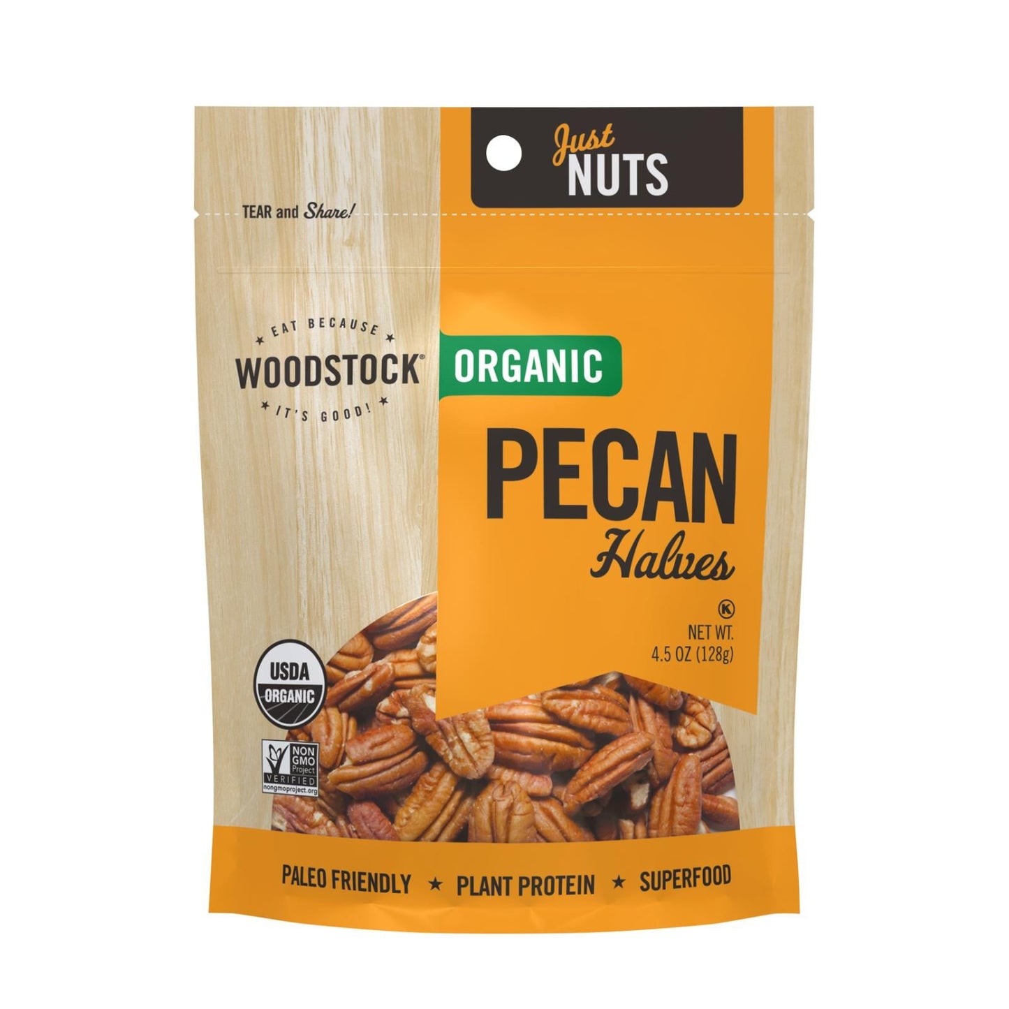 Woodstock Organic Pecan Halves, 4.5 Oz. (Pack of 8)