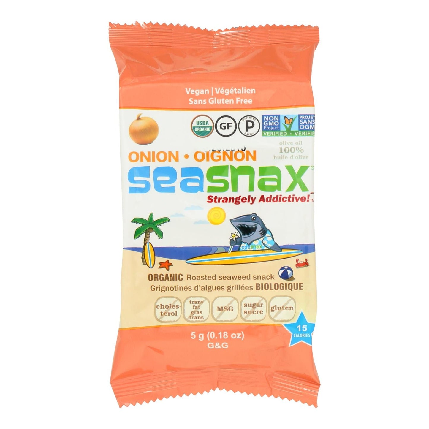 Seasnax Premium Organic Roasted Seaweed Snack - Toasty Onion (Pack of 24 - 0.18 Oz.)