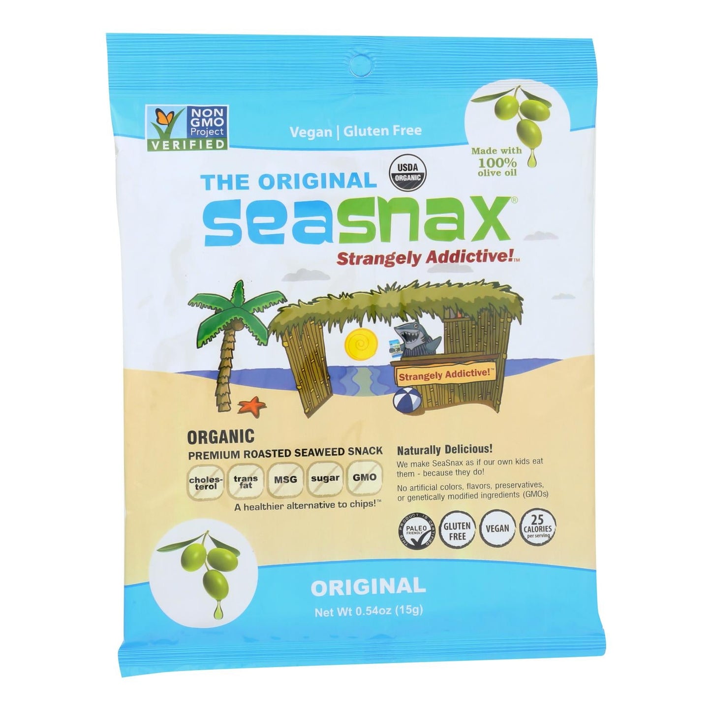 SeaSnax Organic Roasted Seaweed Snacks (Original, Pack of 16, 0.54 Oz.)