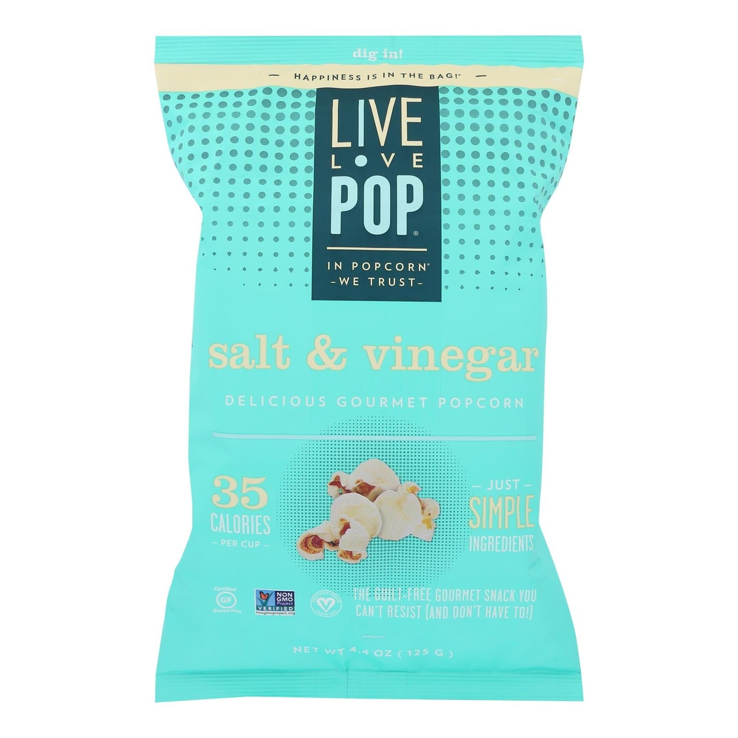 Live Love Pop Popcorn Salt & Vinegar - Pack of 12 - 4.4 Oz. Bags