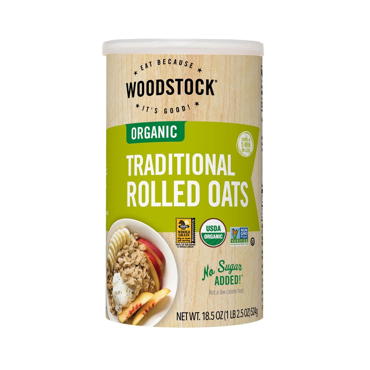 Woodstock Organic Traditional Rolled Oats, 18.5 oz., Pack of 12