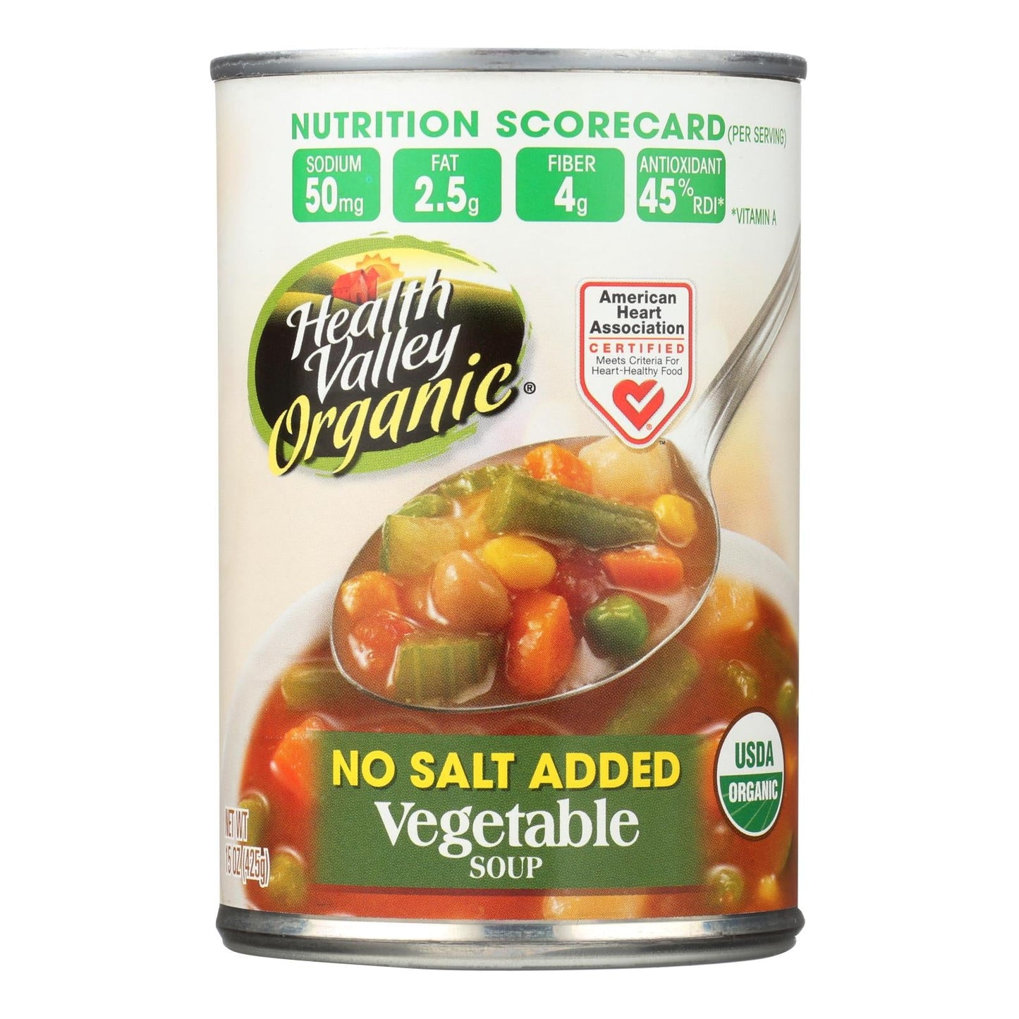 Health Valley Organic Soup, Vegetable No Salt Added, 15 Oz., Case of 12