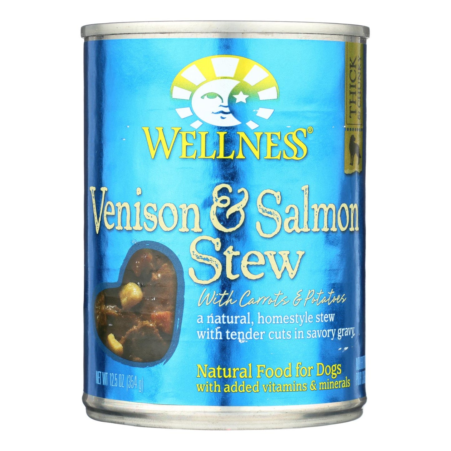 Wellness Pet Products Dog Food - Venison and Salmon with Potatoes and Carrots (Pack of 12) - 12.5 oz.