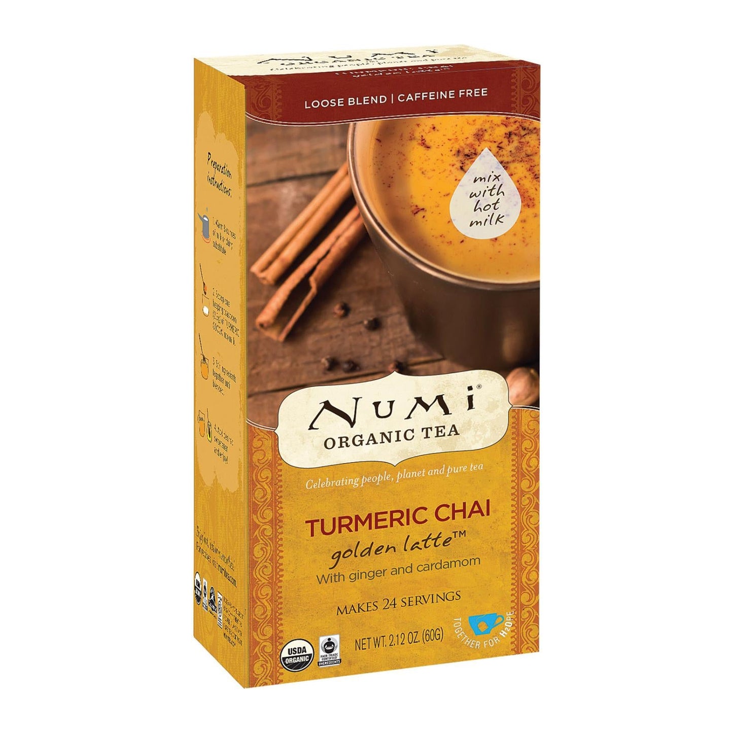 Numi Organic Turmeric Chai Golden Latte (Pack of 6 - 2.12 Oz.) - Warming Comfort, Golden Glow