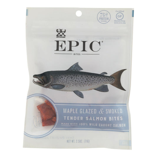 Epic Salmon Jerky Bites, Maple Dill, 2.5 oz, Case of 8