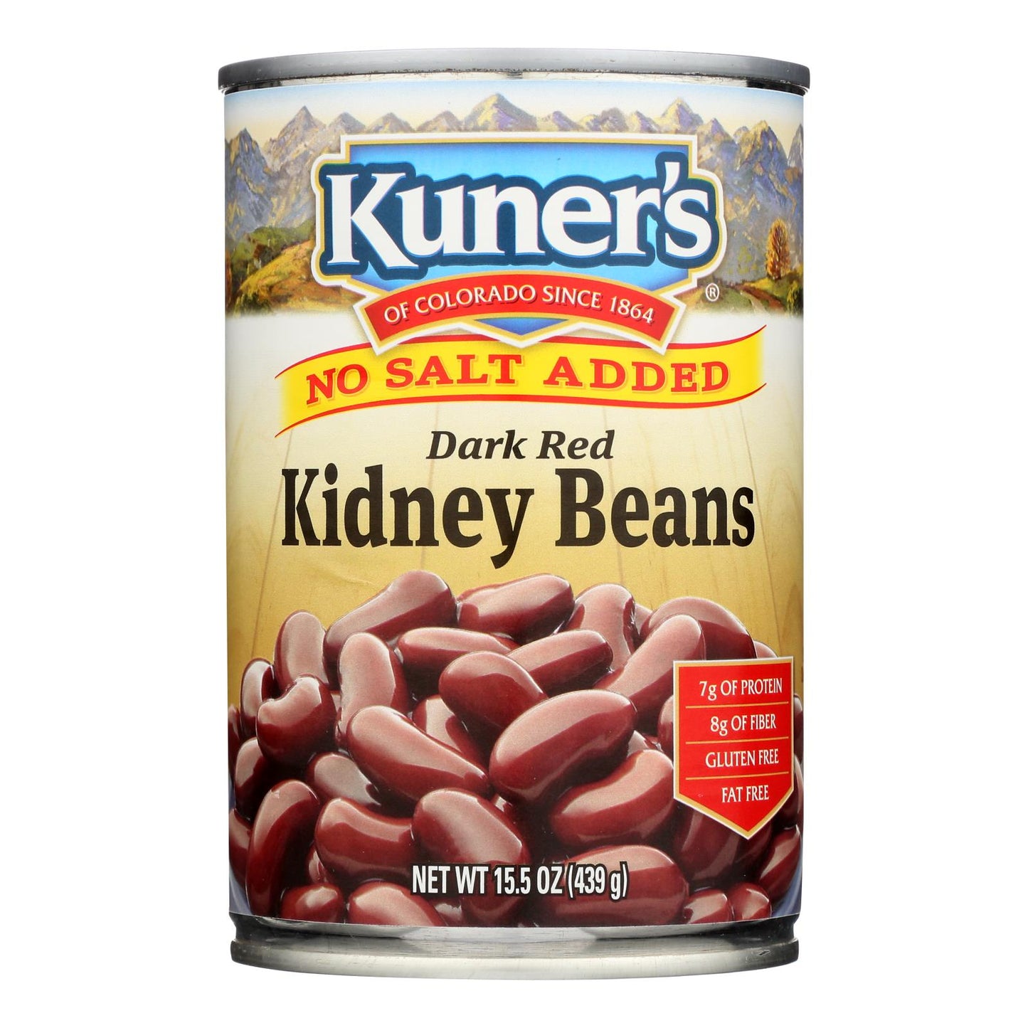 Kuner Dark Red Kidney Beans, No Salt Added, Case of 12 - 15 Oz. Cans