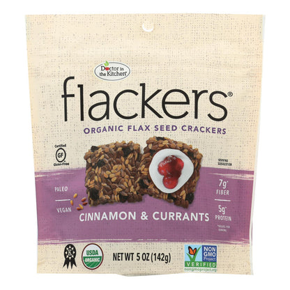 Doctor In The Kitchen Organic Flax Seed Crackers with Cinnamon and Currants (Pack of 6 - 5 Oz.)