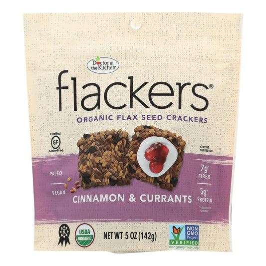 Doctor In The Kitchen Organic Flax Seed Crackers with Cinnamon and Currants (Pack of 6 - 5 Oz.)