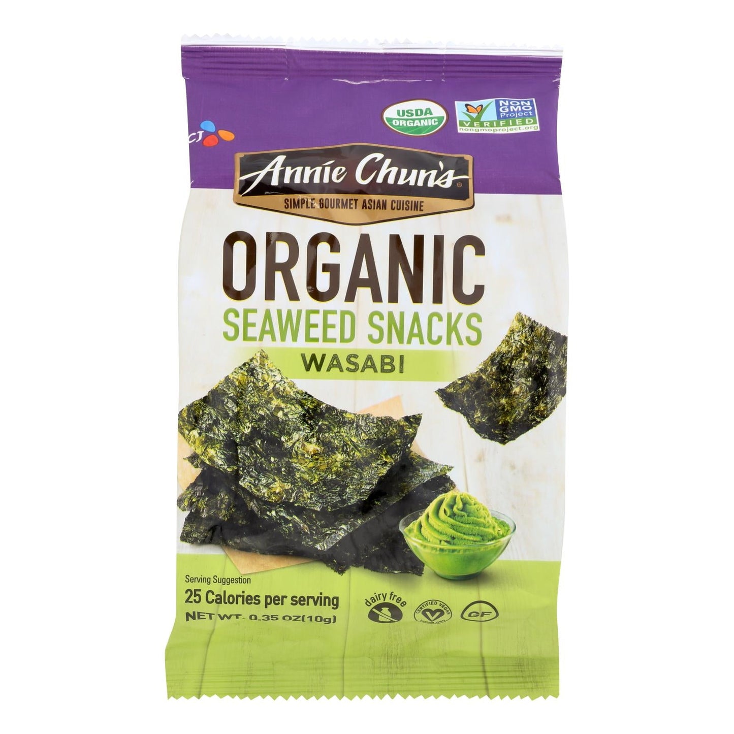 Annie Chun's Organic Wasabi Seaweed Snacks, 0.35 Oz. (Pack of 12)