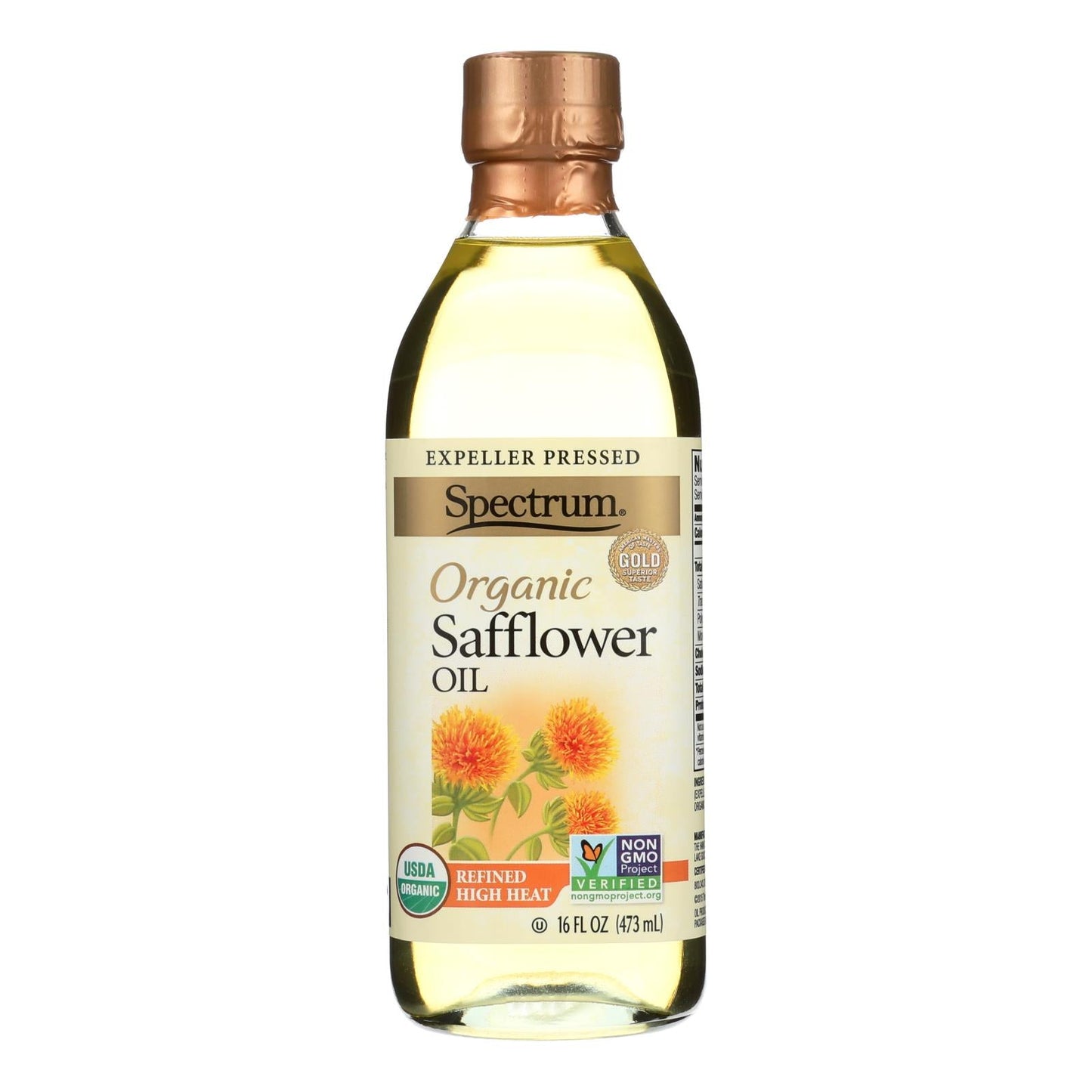 Spectrum Naturals High Heat Refined Organic Safflower Oil (16 Fl Oz., Pack of 12)