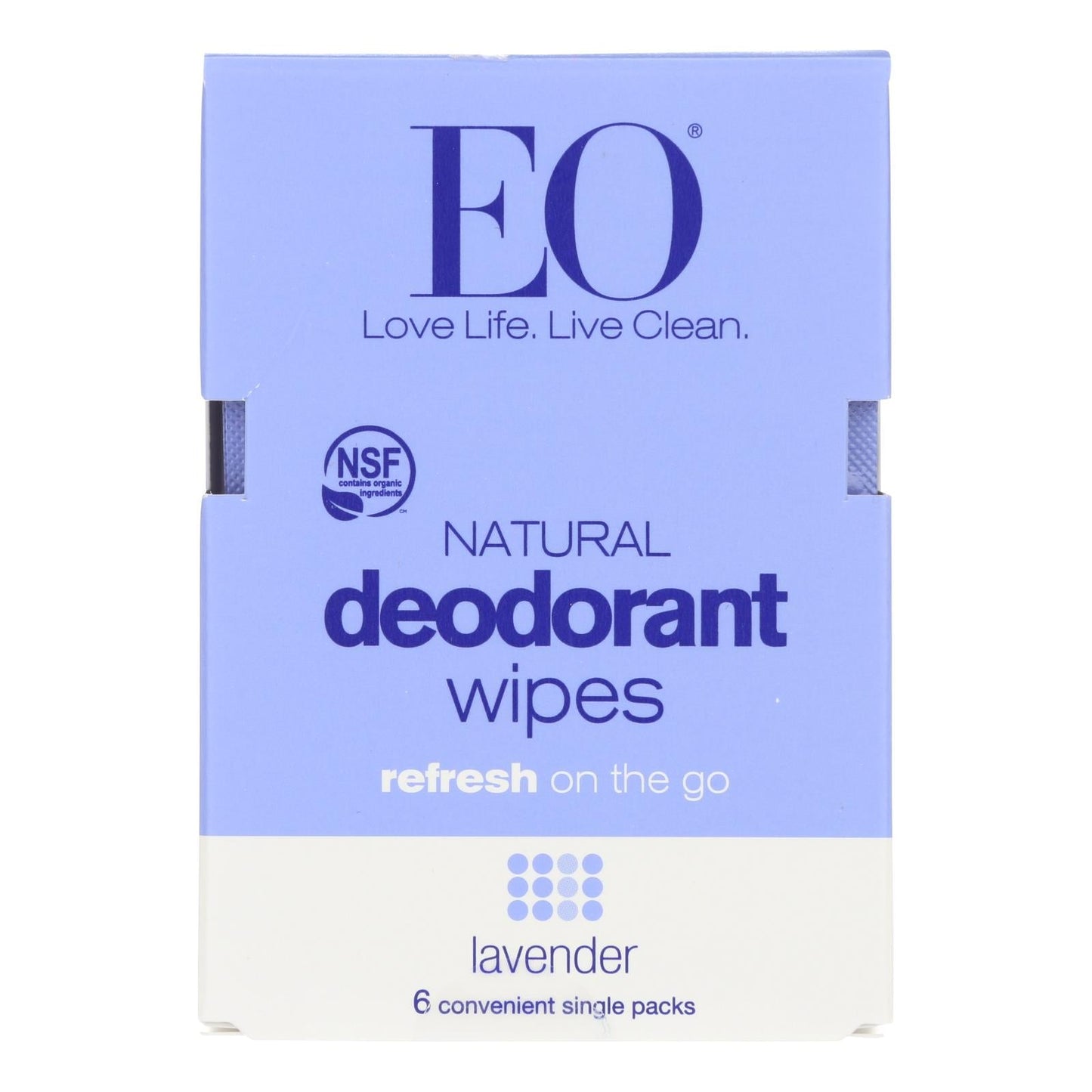 EO Lavender Deodorant Wipes, 6-Count, Case of 12