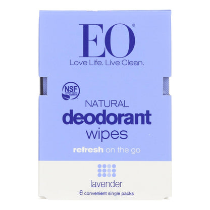 EO Lavender Deodorant Wipes, 6-Count, Case of 12