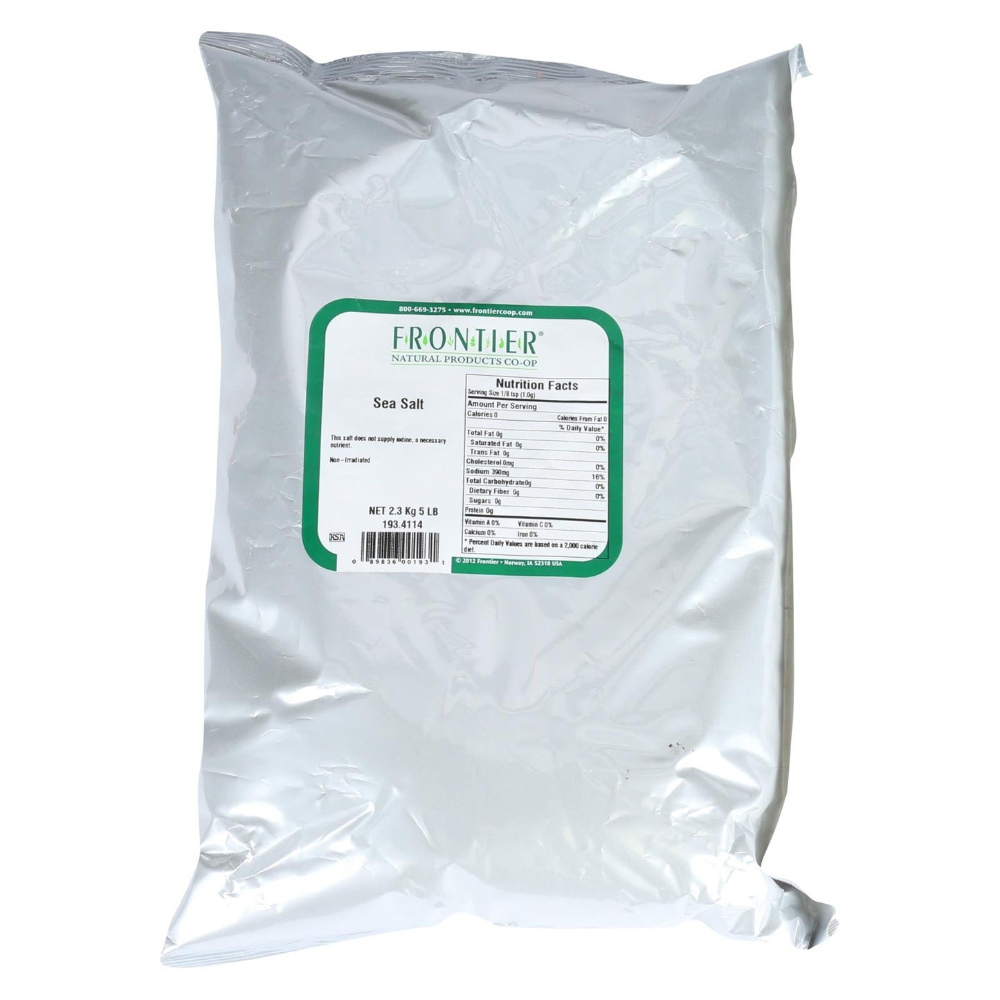 Frontier Co-op Organic Sea Salt, Table Grind, 5 lb. — Unrefined & Kosher Certified