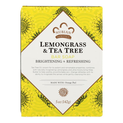 Nubian Heritage Lemongrass and Tea Tree Bar Soap with Orange Peel - 5 Oz