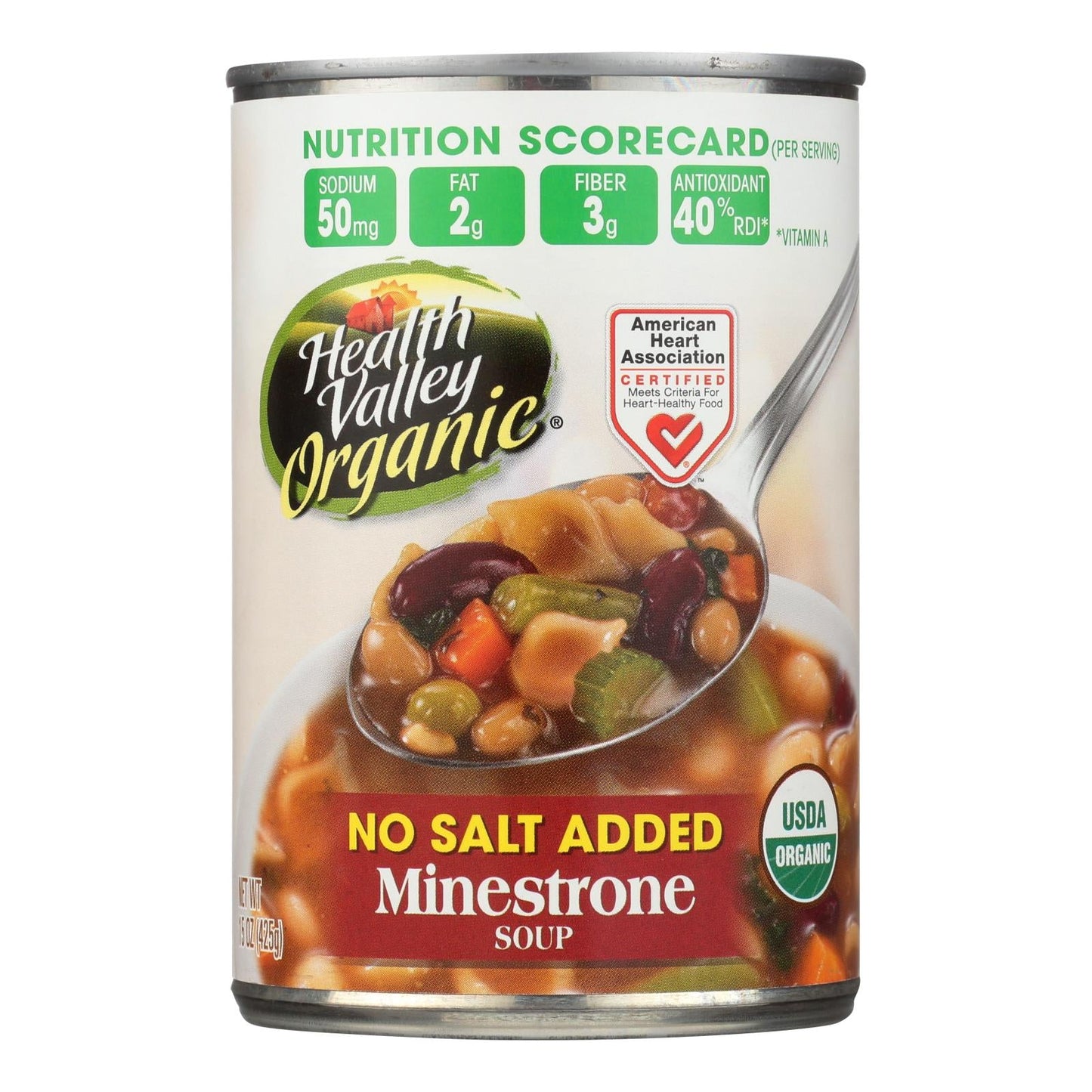 Health Valley Organic Minestrone Soup - No Salt Added - 15 Oz. (Pack of 12)