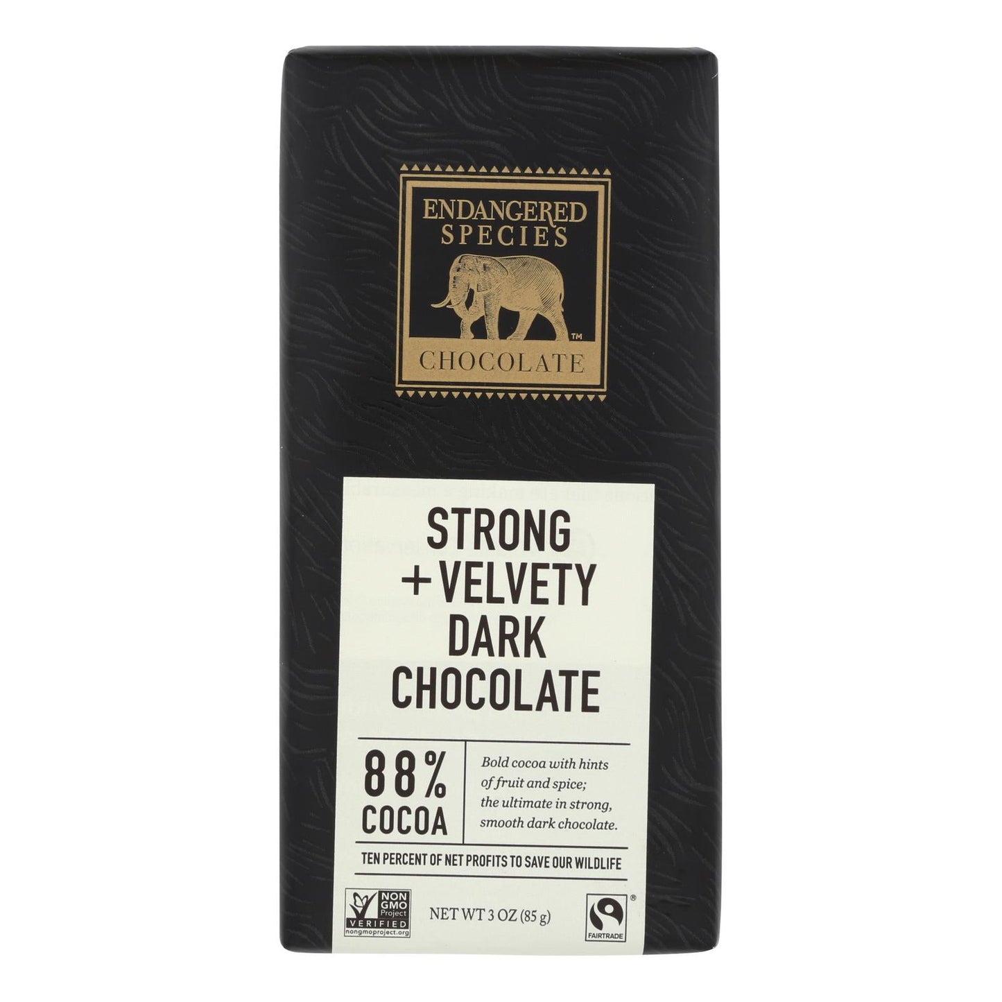 Endangered Species Natural Chocolate Bars (Pack of 12) - Dark Chocolate with 88% Cocoa - 3 Oz.