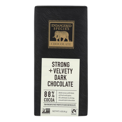 Endangered Species Natural Chocolate Bars (Pack of 12) - Dark Chocolate with 88% Cocoa - 3 Oz.