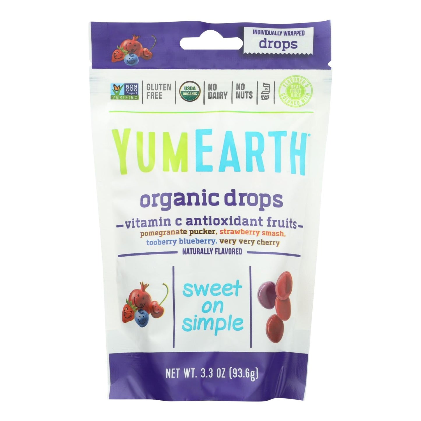 YumEarth Organic Vitamin C Drops - Anti-Oxifruits - 3.3 Oz Pack of 6