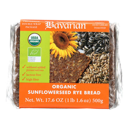 Genuine Bavarian Organic Sunflower Seed Rye Bread, 6-Pack (17.6 Oz.)