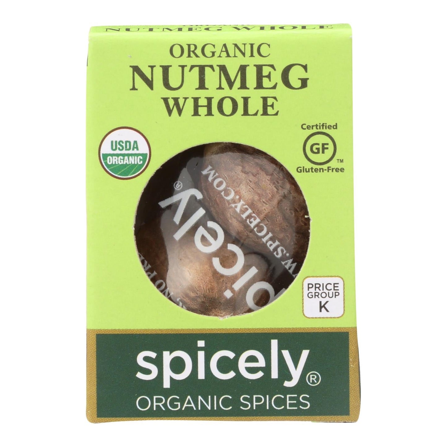 Spicely Organics Organic Nutmeg Whole (0.1 Oz., Pack of 6)