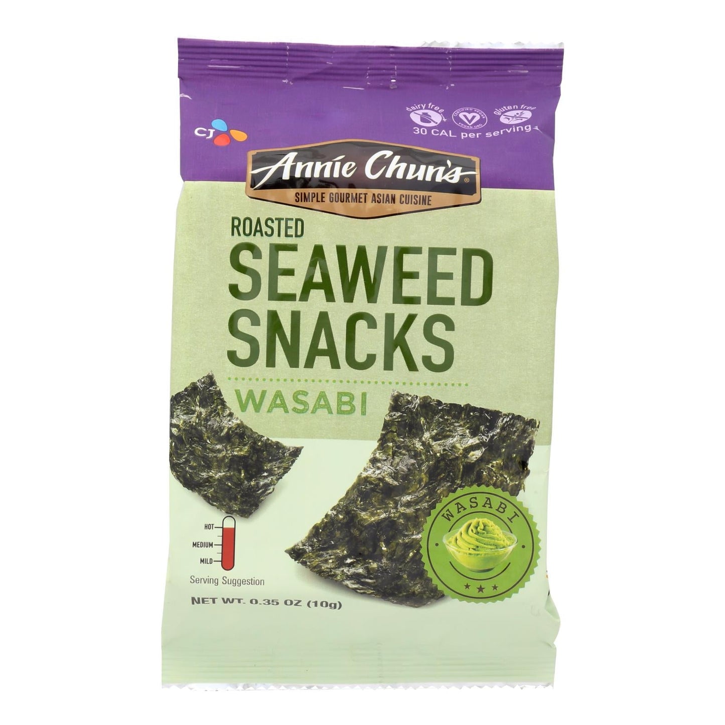 Annie Chun's Roasted Wasabi Seaweed Snacks, Pack of 12 - 0.35 Oz. Each