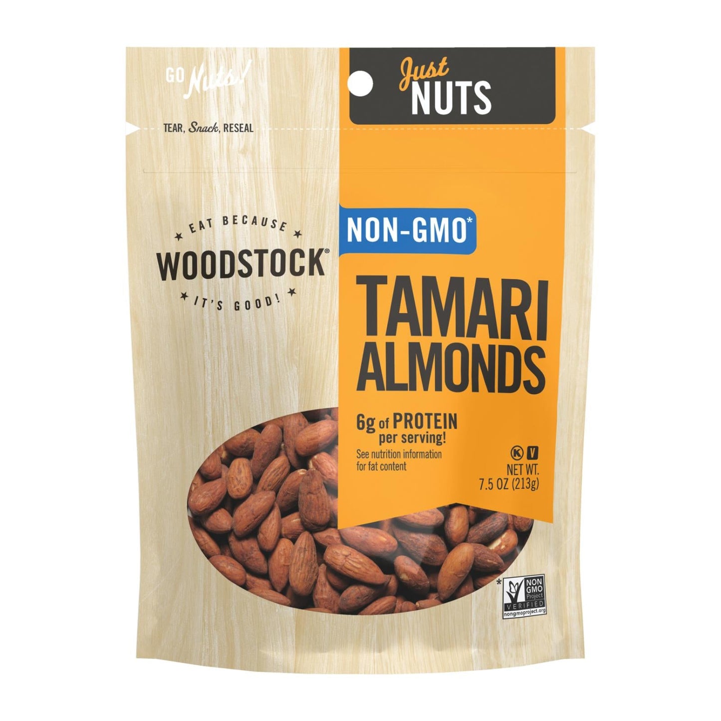 Woodstock Premium Non-GMO Tamari Glazed Almonds, 7.5 Oz (Pack of 8)