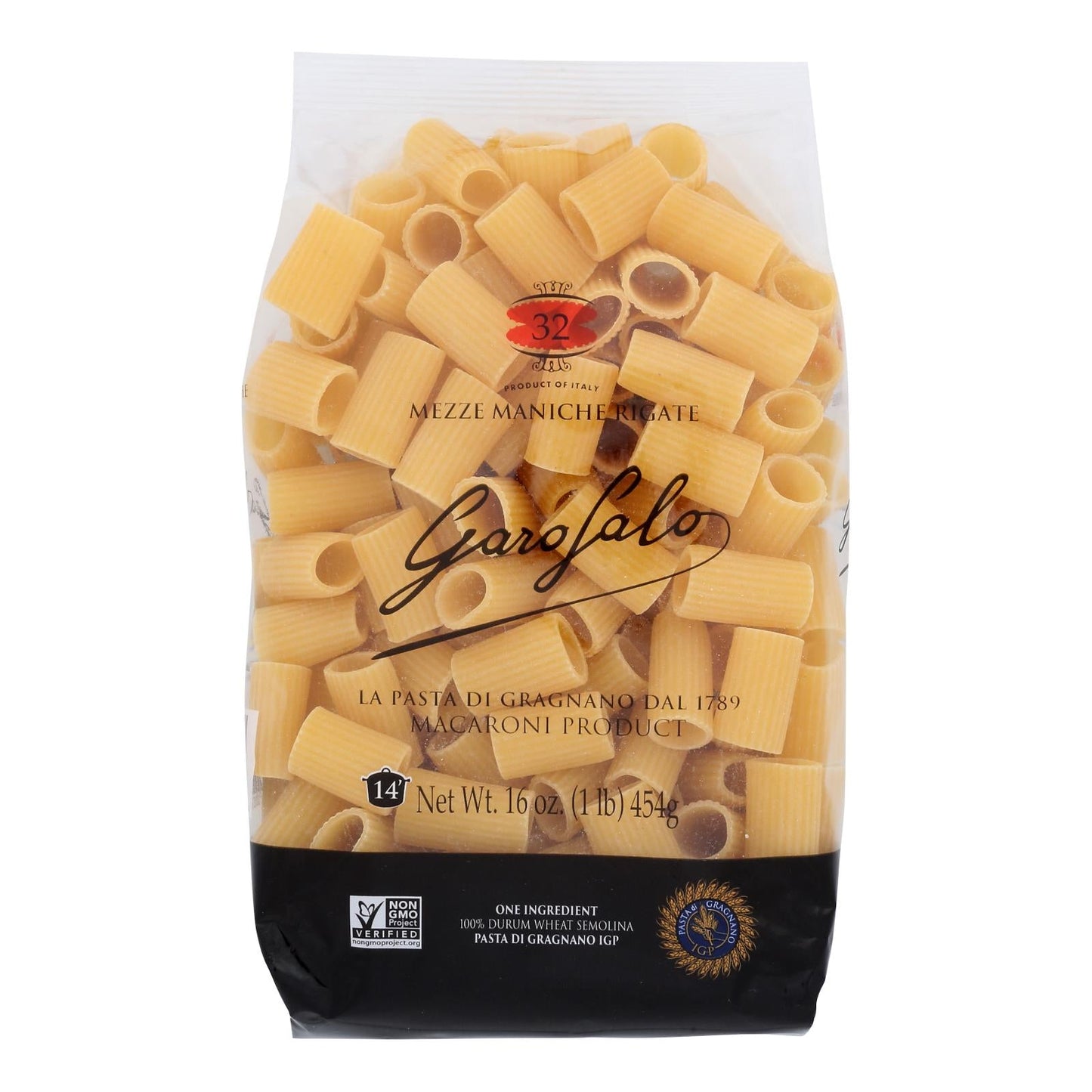 Garofalo Pasta Mezze Maniche Rigate, 16 Oz. (Pack of 12)