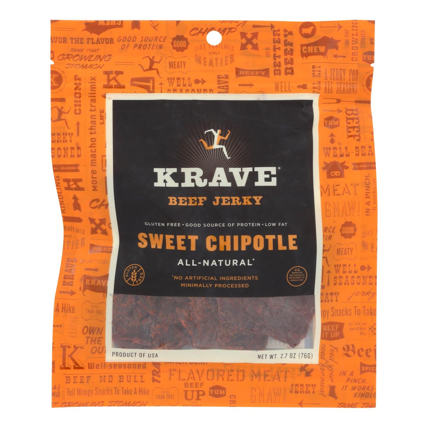 Krave Bites Sweet Chipotle Beef Jerky (Pack of 8 - 2.7 Oz.)
