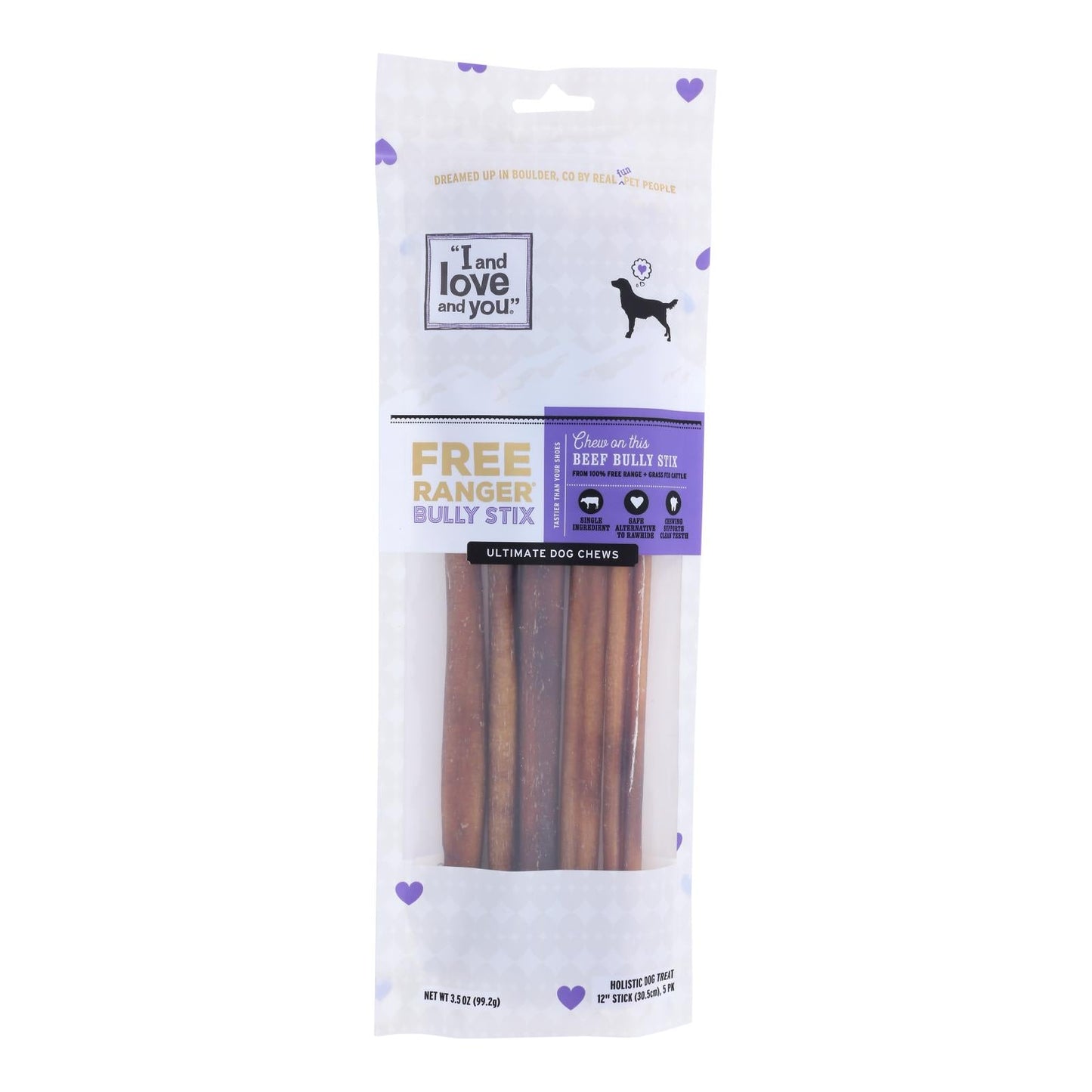 I And Love And You Free Ranger Bully Stix Dog Chews (Pack of 6 - 5 Ct.)
