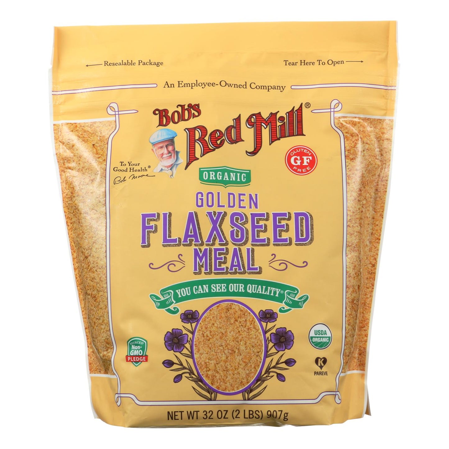Bob's Red Mill Organic Flaxseed Meal, 4-Pack, 32 Oz. (Bulk, Non-GMO, Gluten-Free)