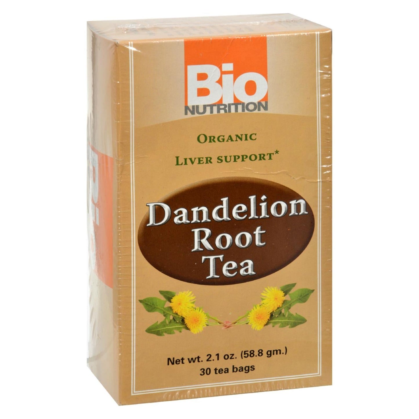 Bio Nutrition Dandelion Root Herbal Tea, Detox and Cleanse Support, 30 Tea Bags