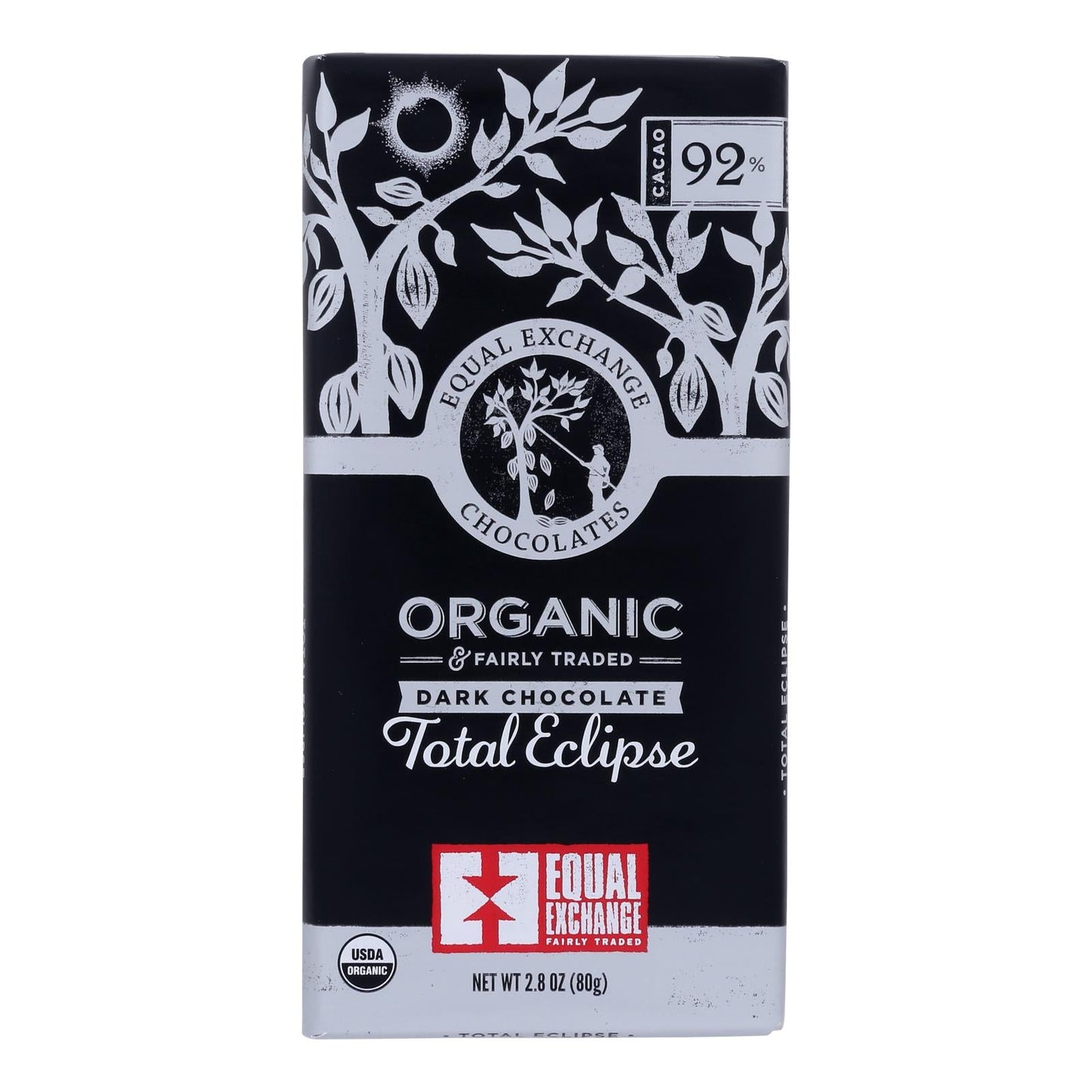 Equal Exchange Dark Chocolate Bar, 92% Cocoa (Pack of 12 - 2.8 Oz.)